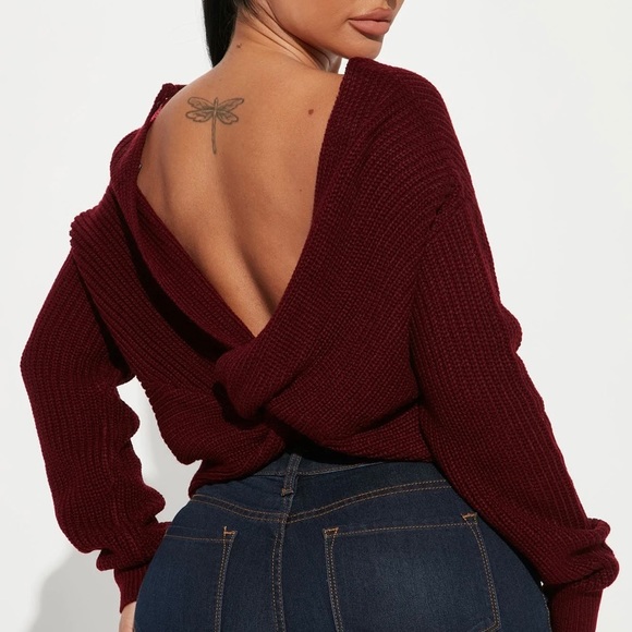 Fashion Nova Burgundy Fall Favorite Girl Sweater Size Medium - Picture 1 of 10